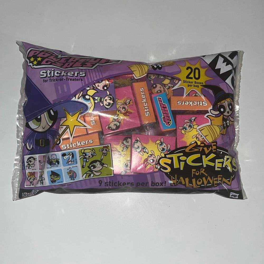 Rare Vintage Y2K 2001 Halloween trick or Treat Power Puff Girls Stickers (F)